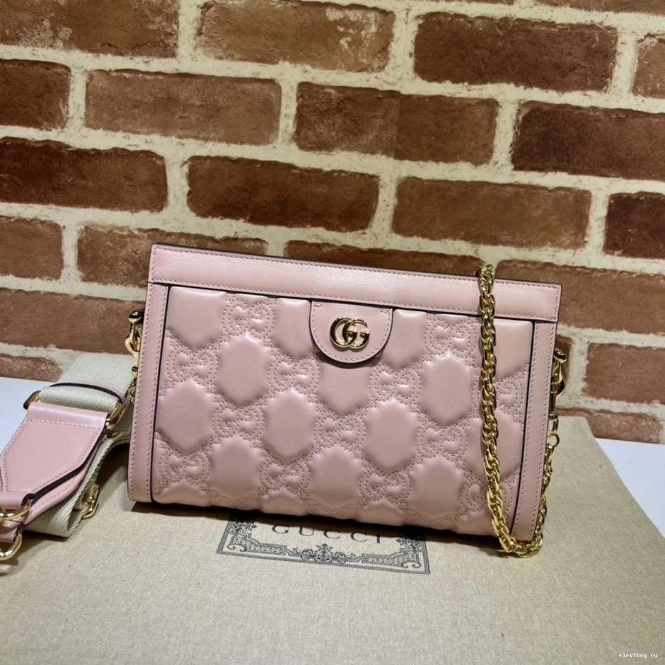 First bag ru shoulder GUCCI bag leather GG matelassé 0820
